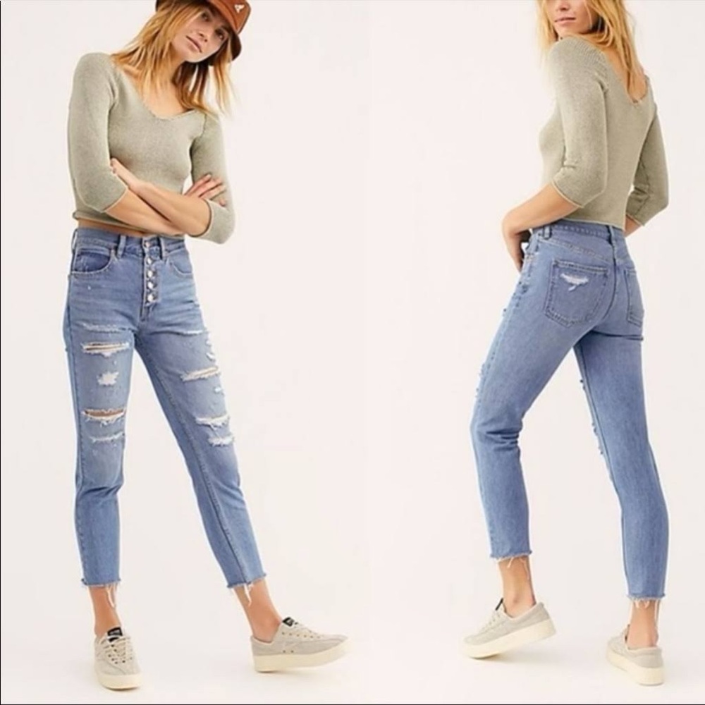Free People We the Free Blossom Rigid Crop Skinny Jeans